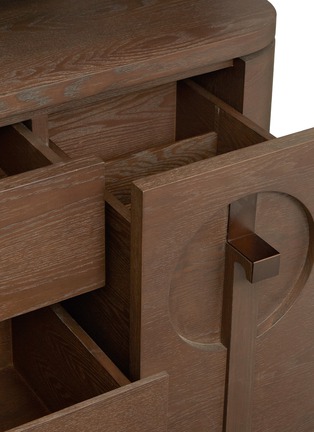 Detail View - Click To Enlarge - ANDRÉ FU LIVING - Interlock Stained Oak Wood Marble High Cabinet