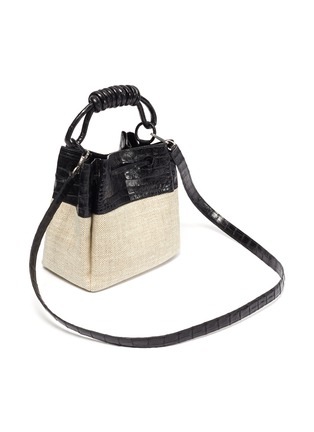 Detail View - Click To Enlarge - NANCY GONZALEZ - Crocodile leather panel linen bucket bag