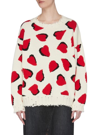 Main View - Click To Enlarge - R13 - Hearts Motif Oversize Sweater