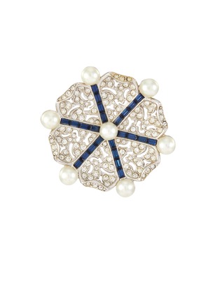 Main View - Click To Enlarge - LANE CRAWFORD VINTAGE ACCESSORIES - Floral motif diamante pearl brooch