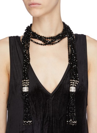 Figure View - Click To Enlarge - LANE CRAWFORD VINTAGE ACCESSORIES - Diamante beaded tassel necklace