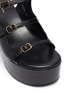 Detail View - Click To Enlarge - DRIES VAN NOTEN - Triple strap croc embossed leather platform sandals