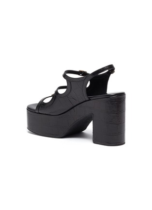  - DRIES VAN NOTEN - Triple strap croc embossed leather platform sandals