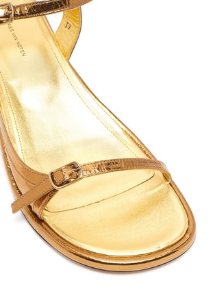 Detail View - Click To Enlarge - DRIES VAN NOTEN - Double strap metallic leather sandals