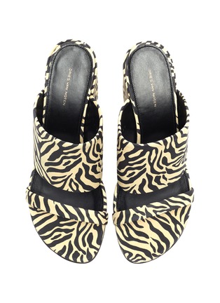 Detail View - Click To Enlarge - DRIES VAN NOTEN - Double strap zebra print leather mules