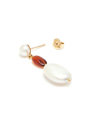 Detail View - Click To Enlarge - HOLLY RYAN - Amber pearl 9k gold-plated drop earrings