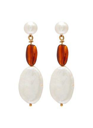 Main View - Click To Enlarge - HOLLY RYAN - Amber pearl 9k gold-plated drop earrings