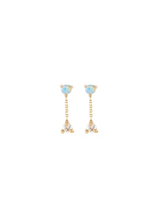 Main View - Click To Enlarge - WWAKE - 'Small Two-Step' diamond opal 14K yellow gold chain earrings