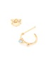 Detail View - Click To Enlarge - WWAKE - 'Two Step' diamond opal 14k gold mini earrings