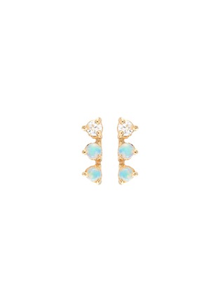 Main View - Click To Enlarge - WWAKE - 'Three Steps' diamond opal 14k gold earrings