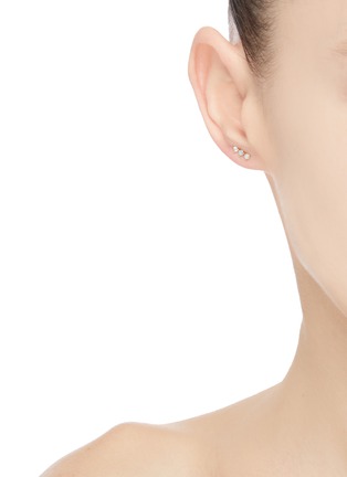 Figure View - Click To Enlarge - WWAKE - 'Three Steps' diamond opal 14k gold earrings