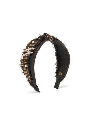 Figure View - Click To Enlarge - VENNA - Pearl embellished clip tweed headband