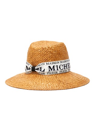 Main View - Click To Enlarge - MAISON MICHEL - Kate' logo band raffia straw fedora hat