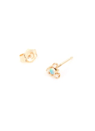 Detail View - Click To Enlarge - WWAKE - 'Burst' diamond opal 10K gold stud earrings