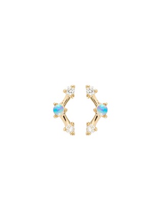 Main View - Click To Enlarge - WWAKE - 'Mini Three-Step Point' diamond opal 14K gold earrings