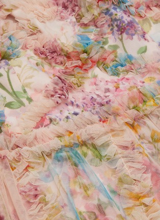 Detail View - Click To Enlarge - NEEDLE & THREAD - 'Floral Diamond' ruffle long sleeve mini dress