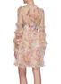 Back View - Click To Enlarge - NEEDLE & THREAD - 'Floral Diamond' ruffle long sleeve mini dress