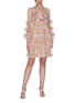 Figure View - Click To Enlarge - NEEDLE & THREAD - 'Floral Diamond' ruffle long sleeve mini dress