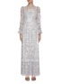 Main View - Click To Enlarge - NEEDLE & THREAD - Sequin embellished trumpet sleeve tulle dress