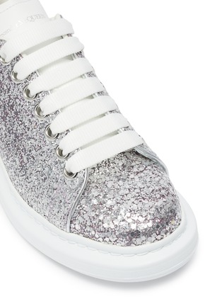 Glitter with leather collar sneakers 