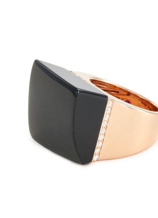 Detail View - Click To Enlarge - ROBERTO COIN - 'Sauvage Prive' diamond black jade 18k rose gold ring