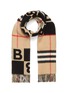 Main View - Click To Enlarge - BURBERRY - Check logo wool-cashmere blend scarf