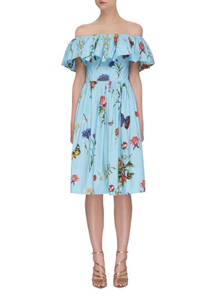 Main View - Click To Enlarge - OSCAR DE LA RENTA - Floral Print Off-shoulder Dress