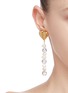 Figure View - Click To Enlarge - MING YU WANG - 'Heart' freshwater pearl 18k gold plated drop earrings