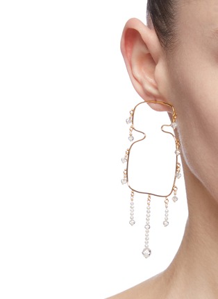 Figure View - Click To Enlarge - MING YU WANG - 'Verge' freshwater pearl topaz 18k gold plated earrings