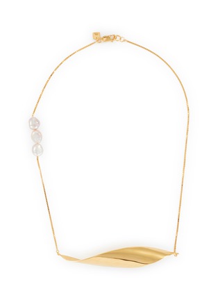 Main View - Click To Enlarge - MING YU WANG - 'Leaf' freshwater pearl 18k gold plated pendant necklace