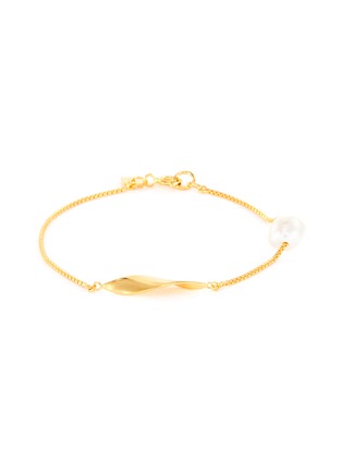 Main View - Click To Enlarge - MING YU WANG - 'Leaf' pearl 18k gold plated bracelet