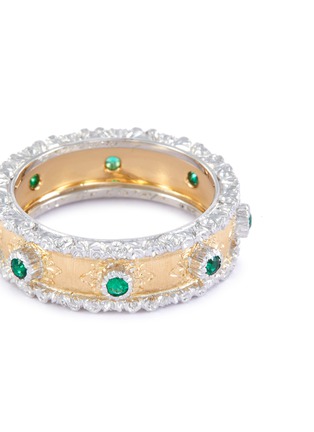 Detail View - Click To Enlarge - BUCCELLATI - Eternelle' emerald 18k yellow gold ring
