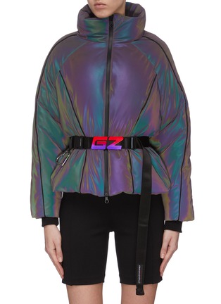 Main View - Click To Enlarge - GROUND ZERO - Logo belt reflective puff down jacket