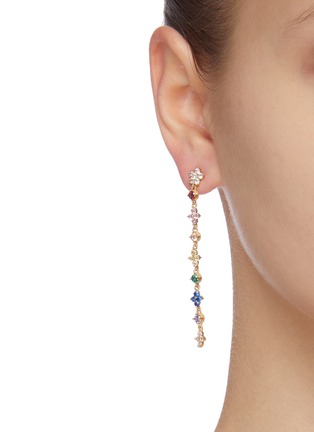 Figure View - Click To Enlarge - CZ BY KENNETH JAY LANE - Floral strand cubic zirconia long drop earrings