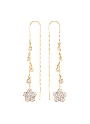 Main View - Click To Enlarge - CZ BY KENNETH JAY LANE - Floral clover cubic zirconia pavé threader earrings