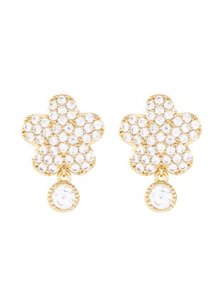 Main View - Click To Enlarge - CZ BY KENNETH JAY LANE - Floral clover bezel cubic zirconia pavé drop earrings
