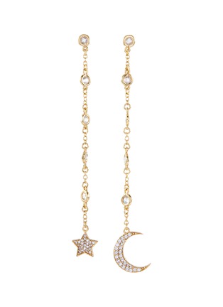 Main View - Click To Enlarge - CZ BY KENNETH JAY LANE - Moon star cubic zirconia pavé drop earrings