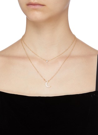Figure View - Click To Enlarge - CZ BY KENNETH JAY LANE - Moon double layer cubic zirconia pavé necklace