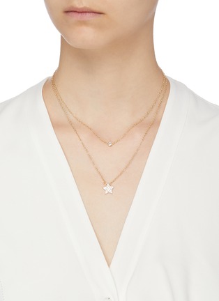 Figure View - Click To Enlarge - CZ BY KENNETH JAY LANE - Cubic zirconia double layer pavé star necklace