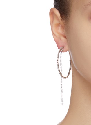 Figure View - Click To Enlarge - CZ BY KENNETH JAY LANE - Cubic zirconia half hoop single fringe earring