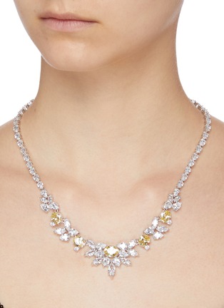 Figure View - Click To Enlarge - CZ BY KENNETH JAY LANE - cubic zirconia floral bib necklace