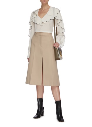 Figure View - Click To Enlarge - STELLA MCCARTNEY - 'Alisha' tailored A-line cotton midi skirt