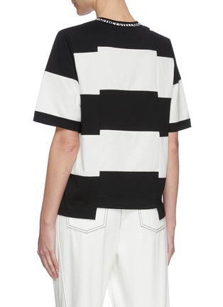 Back View - Click To Enlarge - STELLA MCCARTNEY - Logo band neck shifted stripe T-shirt