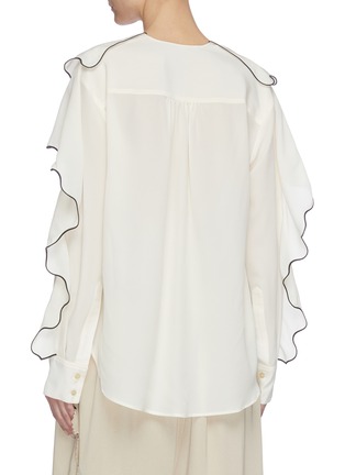 Back View - Click To Enlarge - STELLA MCCARTNEY - Contrast edge ruffle satin top
