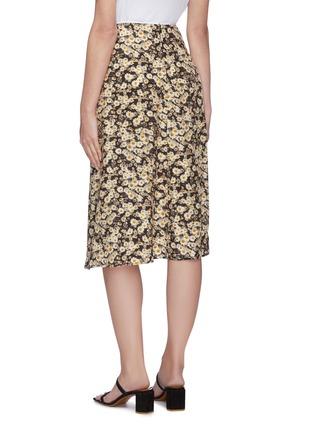 Back View - Click To Enlarge - STELLA MCCARTNEY - Contrast binding daisy print silk midi skirt