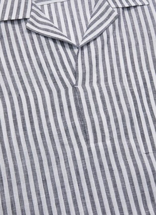  - CAMOSHITA - Half button camp collar stripe shirt