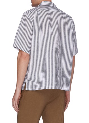 Back View - Click To Enlarge - CAMOSHITA - Half button camp collar stripe shirt