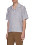 Front View - Click To Enlarge - CAMOSHITA - Half button camp collar stripe shirt