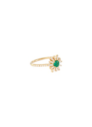 Main View - Click To Enlarge - SUZANNE KALAN - 'Fireworks' diamond emerald 18k yellow gold flower ring