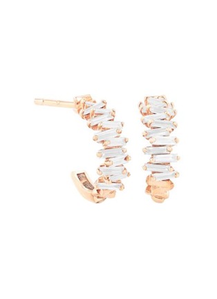 Main View - Click To Enlarge - SUZANNE KALAN - 'Fireworks' diamond 18k rose gold mini hoop earrings